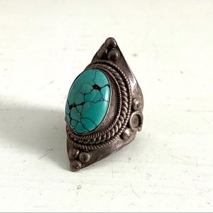 Statement Sterling Turquoise Ring Sz 6/7